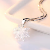 Crystal Ice Flower Platinum Plated Ladies Pendant Necklace