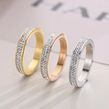 Crystal Rhinestone Rings Silver Rose Stainless Steel Knuckle Wedding Jewelry
