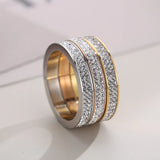Crystal Rhinestone Rings Silver Rose Stainless Steel Knuckle Wedding Jewelry