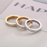 Crystal Rhinestone Rings Silver Rose Stainless Steel Knuckle Wedding Jewelry