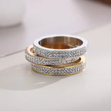 Crystal Rhinestone Rings Silver Rose Stainless Steel Knuckle Wedding Jewelry
