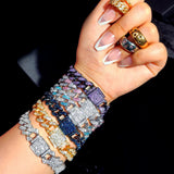 Cuban Chunky Chain Bracelets For Women Men Silver Rhinestone