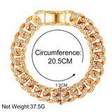 Cuban Chunky Chain Bracelets For Women Men Silver Rhinestone