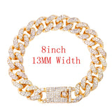 Cuban Chunky Chain Bracelets For Women Men Silver Rhinestone