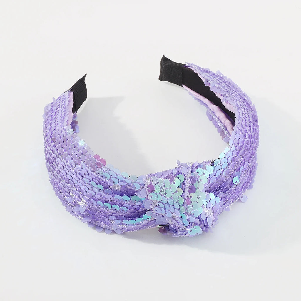 Sequins Top Knot Headband Glitter Wide Hairband Women Hair Accessory
