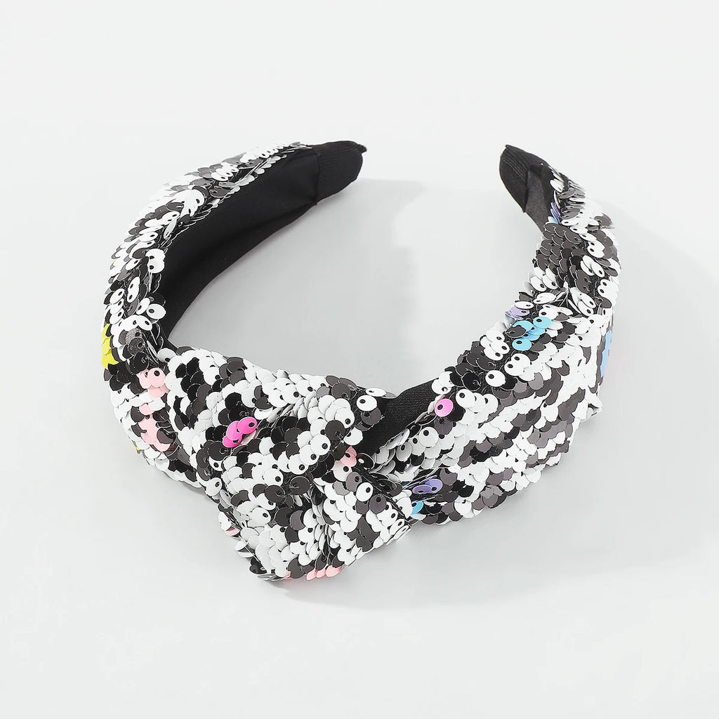 Sequins Top Knot Headband Glitter Wide Hairband Women Hair Accessory