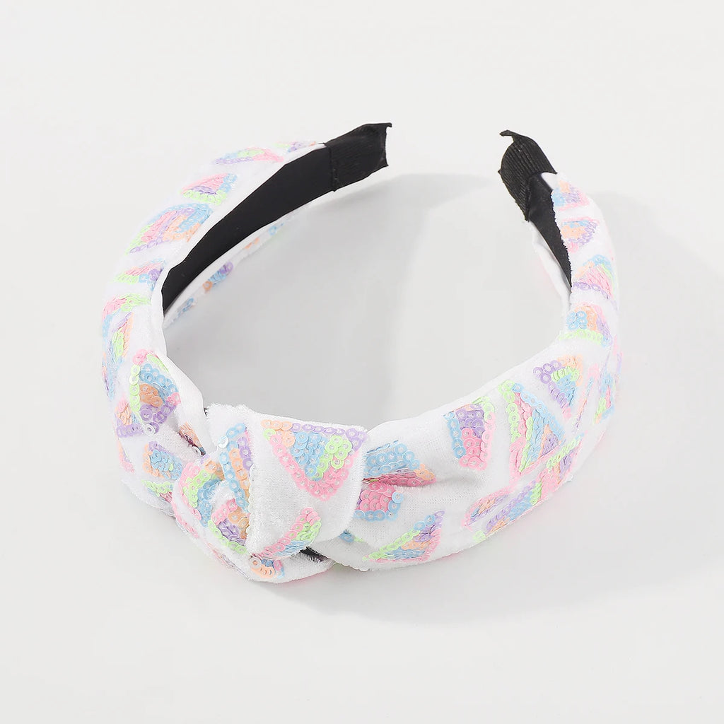 Sequins Top Knot Headband Glitter Wide Hairband Women Hair Accessory