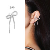 Rhinestone Chain Clip Earrings - One Side Ear Cuff Star Animal P