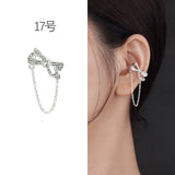 Rhinestone Chain Clip Earrings - One Side Ear Cuff Star Animal P