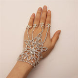 Rhinestone Sling Bracelet Finger Chain Bridal Wedding Bohemian Jewelry