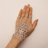 Rhinestone Sling Bracelet Finger Chain Bridal Wedding Bohemian Jewelry