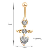Heart Zircon 925 Silver Belly Button Ring Navel Piercing Body Jewelry