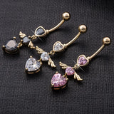 Heart Zircon 925 Silver Belly Button Ring Navel Piercing Body Jewelry