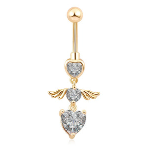 Heart Zircon 925 Silver Belly Button Ring Navel Piercing Body Jewelry