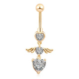 Heart Zircon 925 Silver Belly Button Ring Navel Piercing Body Jewelry