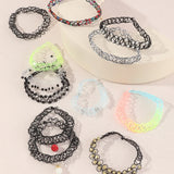 Choker Necklace Set Flower Gradient Elastic Cord Clavicle Necklace