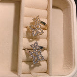 CZ Flower Ring Adjustable Wedding Jewelry J1986