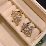 CZ Flower Ring Adjustable Wedding Jewelry J1986