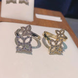 CZ Flower Ring Adjustable Wedding Jewelry J1986