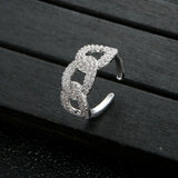 CZ Link Chain Finger Jewelry Women Wedding Ring