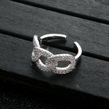 CZ Link Chain Finger Jewelry Women Wedding Ring