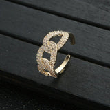 CZ Link Chain Finger Jewelry Women Wedding Ring