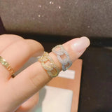 CZ Link Chain Finger Jewelry Women Wedding Ring