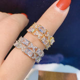 CZ Square Plant Ring for Women Girls