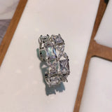 CZ Square Plant Ring for Women Girls
