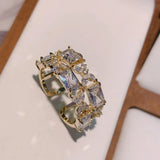 CZ Square Plant Ring for Women Girls