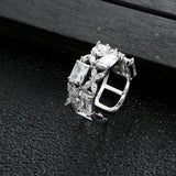 CZ Square Plant Ring for Women Girls