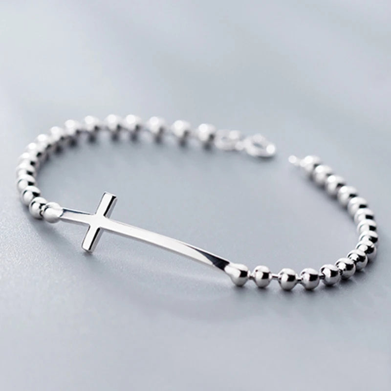 925 Sterling Silver Faith Christian Cross Bracelet