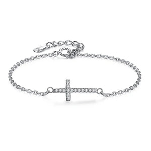 925 Silver Faith Cross Bracelet Crystal Bangle