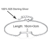925 Silver Faith Cross Bracelet Crystal Bangle