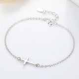 925 Silver Faith Cross Bracelet Crystal Bangle