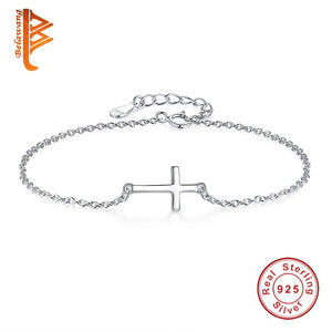 925 Silver Faith Cross Bracelet Crystal Bangle