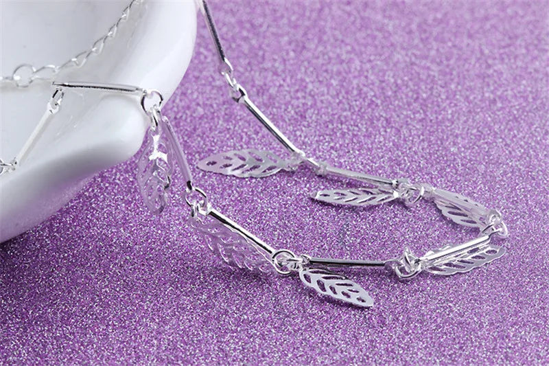 Vintage Silver 925 Leaf Bracelet for Girls and Ladies