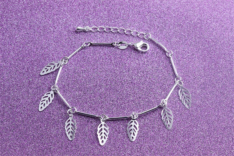 Vintage Silver 925 Leaf Bracelet for Girls and Ladies