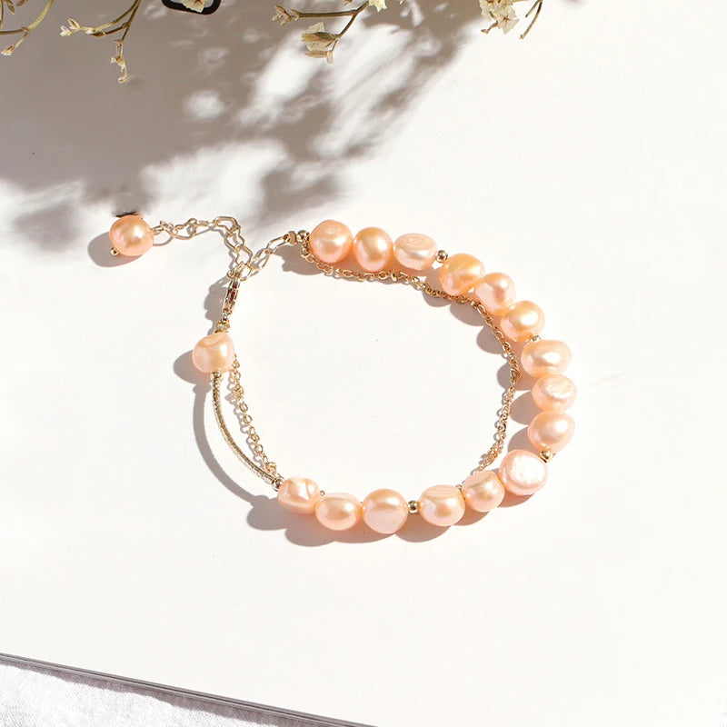 Silver 925 Bracelet with Natural Freshwater Pearl Gemstone