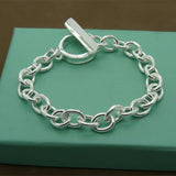 Silver 925 Bracelet Circle Chain Bracelet Women Charm Jewelry