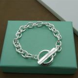 Silver 925 Bracelet Circle Chain Bracelet Women Charm Jewelry