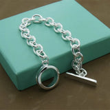 Silver 925 Bracelet Circle Chain Bracelet Women Charm Jewelry