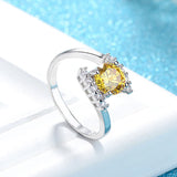 925 Silver Citrine Zircon Gemstone Ring for Women