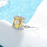 925 Silver Citrine Zircon Gemstone Ring for Women