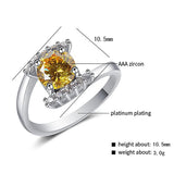 925 Silver Citrine Zircon Gemstone Ring for Women