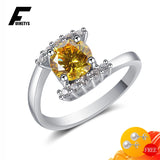 925 Silver Citrine Zircon Gemstone Ring for Women
