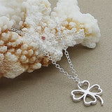 Silver 925 Necklace Lucky Four-Leaf Clover Pendant for Women