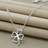 Silver 925 Necklace Lucky Four-Leaf Clover Pendant for Women