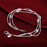925 Sterling Silver Snake Bone Bead Bracelet Glamour Jewelry Gift