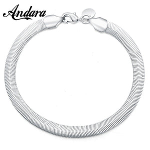 925 Sterling Silver Snake Bone Bracelet Charm Chain